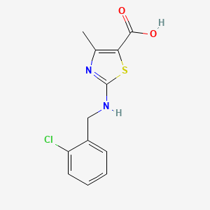 molecular formula C12H11ClN2O2S B2486247 2-[(2-Chlorobenzyl)amino]-4-methyl-1,3-thiazole-5-carboxylic acid CAS No. 927993-04-2