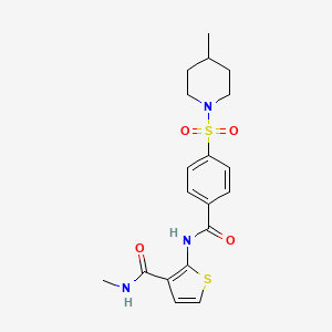 molecular formula C19H23N3O4S2 B2486259 N-methyl-2-(4-((4-methylpiperidin-1-yl)sulfonyl)benzamido)thiophene-3-carboxamide CAS No. 888413-39-6