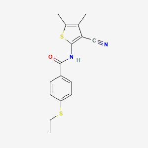 molecular formula C16H16N2OS2 B2486265 N-(3-cyano-4,5-dimethylthiophen-2-yl)-4-ethylsulfanylbenzamide CAS No. 886933-68-2