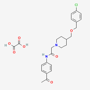 molecular formula C25H29ClN2O7 B2486267 N-(4-乙酰苯基)-2-(4-(((4-氯苄基)氧基)甲基哌啶-1-基)乙酰胺)草酸盐 CAS No. 1396750-71-2