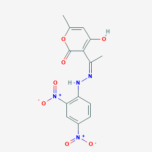 (Z)-3-(1-(2-(2,4-dinitrophenyl)hydrazono)ethyl)-4-hydroxy-6-methyl-2H-pyran-2-one