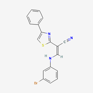 molecular formula C18H12BrN3S B2486276 (Z)-3-((3-溴苯基)氨基)-2-(4-苯基噻唑-2-基)丙烯腈 CAS No. 374548-31-9
