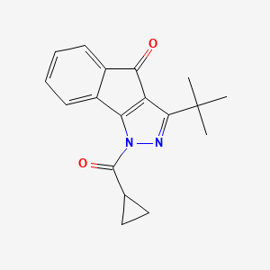 molecular formula C18H18N2O2 B2486290 3-(Tert-butyl)-1-(cyclopropylcarbonyl)indeno[2,3-D]pyrazol-4-one CAS No. 1022461-36-4