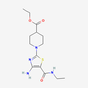 molecular formula C14H22N4O3S B2486297 Ethyl 1-[4-amino-5-(ethylcarbamoyl)-1,3-thiazol-2-yl]piperidine-4-carboxylate CAS No. 1223879-85-3