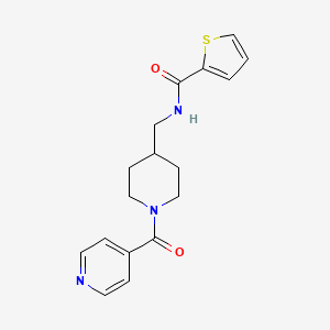 molecular formula C17H19N3O2S B2486298 N-((1-isonicotinoylpiperidin-4-yl)methyl)thiophene-2-carboxamide CAS No. 1396760-27-2