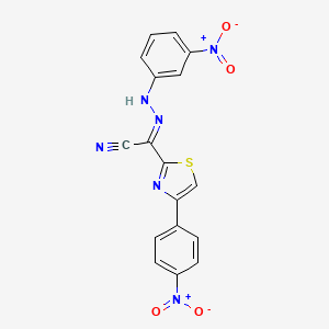molecular formula C17H10N6O4S B2486307 (2E)-N-(3-硝基苯胺基)-4-(4-硝基苯基)-1,3-噻唑-2-甲酰亚氰 CAS No. 477194-01-7