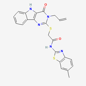 molecular formula C23H19N5O2S2 B2486308 2-((3-allyl-4-oxo-4,5-dihydro-3H-pyrimido[5,4-b]indol-2-yl)thio)-N-(6-methylbenzo[d]thiazol-2-yl)acetamide CAS No. 888449-48-7