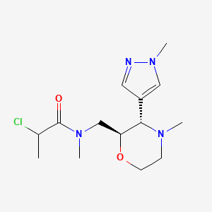 molecular formula C14H23ClN4O2 B2486310 2-Chloro-N-methyl-N-[[(2S,3S)-4-methyl-3-(1-methylpyrazol-4-yl)morpholin-2-yl]methyl]propanamide CAS No. 2411184-24-0