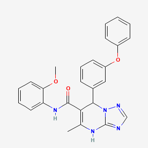 molecular formula C26H23N5O3 B2486311 N-(2-methoxyphenyl)-5-methyl-7-(3-phenoxyphenyl)-4,7-dihydro-[1,2,4]triazolo[1,5-a]pyrimidine-6-carboxamide CAS No. 941943-53-9