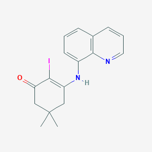 molecular formula C17H17IN2O B2486321 2-Iodo-5,5-dimethyl-3-(8-quinolinylamino)-2-cyclohexen-1-one CAS No. 1023484-85-6