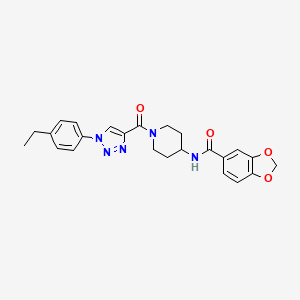 molecular formula C24H25N5O4 B2486322 N-{1-[1-(4-ethylphenyl)-1H-1,2,3-triazole-4-carbonyl]piperidin-4-yl}-2H-1,3-benzodioxole-5-carboxamide CAS No. 1251683-01-8