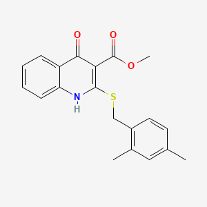molecular formula C20H19NO3S B2486323 Methyl 2-((2,4-dimethylbenzyl)thio)-4-oxo-1,4-dihydroquinoline-3-carboxylate CAS No. 951497-44-2