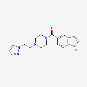molecular formula C18H21N5O B2486331 5-{4-[2-(1H-pyrazol-1-yl)ethyl]piperazine-1-carbonyl}-1H-indole CAS No. 1334375-59-5