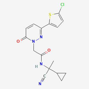 molecular formula C16H15ClN4O2S B2486334 2-[3-(5-Chlorothiophen-2-yl)-6-oxopyridazin-1-yl]-N-(1-cyano-1-cyclopropylethyl)acetamide CAS No. 2418728-62-6