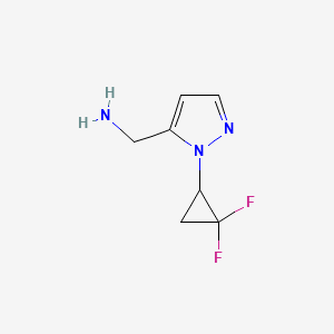 molecular formula C7H9F2N3 B2486339 (1-(2,2-Difluorocyclopropyl)-1H-pyrazol-5-yl)methanamine CAS No. 2229156-81-2