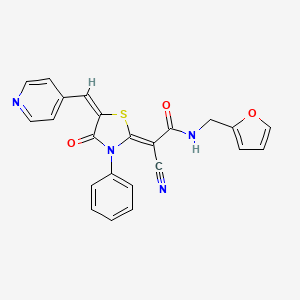 (Z)-2-cyano-N-(furan-2-ylmethyl)-2-((E)-4-oxo-3-phenyl-5-(pyridin-4-ylmethylene)thiazolidin-2-ylidene)acetamide