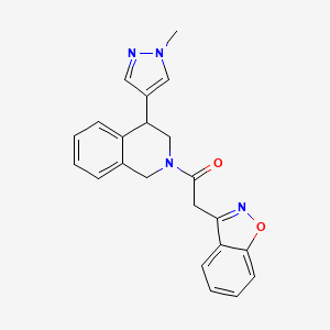 molecular formula C22H20N4O2 B2486363 2-(benzo[d]isoxazol-3-yl)-1-(4-(1-methyl-1H-pyrazol-4-yl)-3,4-dihydroisoquinolin-2(1H)-yl)ethanone CAS No. 2309804-04-2
