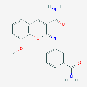 molecular formula C18H15N3O4 B2486371 (2Z)-2-[(3-carbamoylphenyl)imino]-8-methoxy-2H-chromene-3-carboxamide CAS No. 325857-04-3
