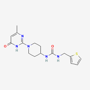 molecular formula C16H21N5O2S B2486393 1-(1-(4-Methyl-6-oxo-1,6-dihydropyrimidin-2-yl)piperidin-4-yl)-3-(thiophen-2-ylmethyl)urea CAS No. 1904204-20-1