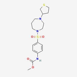 molecular formula C17H25N3O4S2 B2486399 methyl N-(4-{[4-(thiolan-3-yl)-1,4-diazepan-1-yl]sulfonyl}phenyl)carbamate CAS No. 2319719-35-0