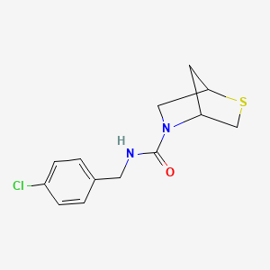 molecular formula C13H15ClN2OS B2486427 N-[(4-chlorophenyl)methyl]-2-thia-5-azabicyclo[2.2.1]heptane-5-carboxamide CAS No. 2034455-93-9