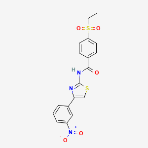 molecular formula C18H15N3O5S2 B2486440 4-(ethylsulfonyl)-N-(4-(3-nitrophenyl)thiazol-2-yl)benzamide CAS No. 898405-98-6