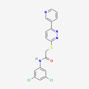 molecular formula C17H12Cl2N4OS B2486455 N-(3,5-dichlorophenyl)-2-{[6-(pyridin-3-yl)pyridazin-3-yl]sulfanyl}acetamide CAS No. 923061-39-6