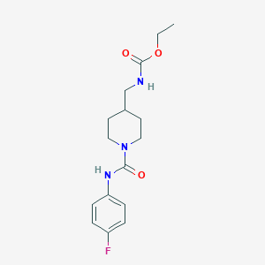molecular formula C16H22FN3O3 B2486456 Ethyl ((1-((4-fluorophenyl)carbamoyl)piperidin-4-yl)methyl)carbamate CAS No. 1234807-45-4