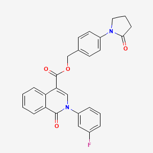 molecular formula C27H21FN2O4 B2486475 4-(2-Oxopyrrolidin-1-yl)benzyl 2-(3-fluorophenyl)-1-oxo-1,2-dihydroisoquinoline-4-carboxylate CAS No. 1206994-58-2
