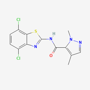 molecular formula C13H10Cl2N4OS B2486481 N-(4,7-dichlorobenzo[d]thiazol-2-yl)-1,4-dimethyl-1H-pyrazole-5-carboxamide CAS No. 1211780-67-4