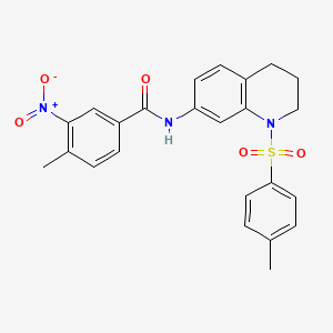 molecular formula C24H23N3O5S B2486485 4-methyl-3-nitro-N-(1-tosyl-1,2,3,4-tetrahydroquinolin-7-yl)benzamide CAS No. 898429-71-5