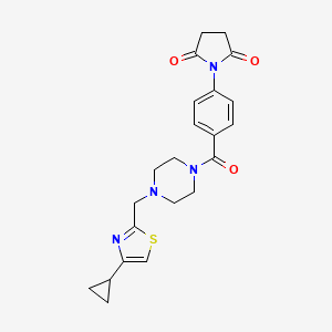 molecular formula C22H24N4O3S B2486498 1-(4-(4-((4-Cyclopropylthiazol-2-yl)methyl)piperazine-1-carbonyl)phenyl)pyrrolidine-2,5-dione CAS No. 1105233-83-7