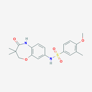 molecular formula C19H22N2O5S B2486499 N-(3,3-dimethyl-4-oxo-2,3,4,5-tetrahydrobenzo[b][1,4]oxazepin-8-yl)-4-methoxy-3-methylbenzenesulfonamide CAS No. 922051-09-0