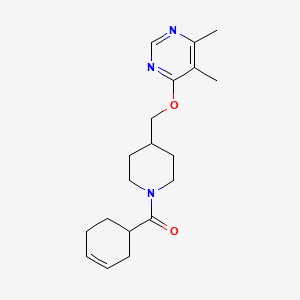 B2486550 Cyclohex-3-en-1-yl-[4-[(5,6-dimethylpyrimidin-4-yl)oxymethyl]piperidin-1-yl]methanone CAS No. 2379984-70-8