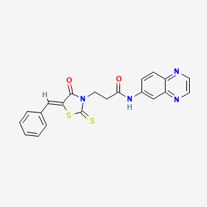 (Z)-3-(5-benzylidene-4-oxo-2-thioxothiazolidin-3-yl)-N-(quinoxalin-6-yl)propanamide