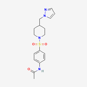 molecular formula C17H22N4O3S B2486563 N-(4-((4-((1H-pyrazol-1-yl)methyl)piperidin-1-yl)sulfonyl)phenyl)acetamide CAS No. 1421467-70-0