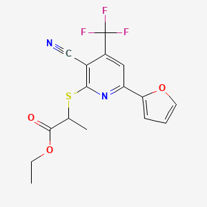 2-[[3-Cyano-6-(2-furanyl)-4-(trifluoromethyl)-2-pyridinyl]thio]propanoic acid ethyl ester