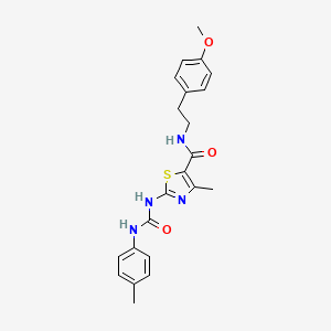 molecular formula C22H24N4O3S B2486578 N-(4-methoxyphenethyl)-4-methyl-2-(3-(p-tolyl)ureido)thiazole-5-carboxamide CAS No. 941975-19-5