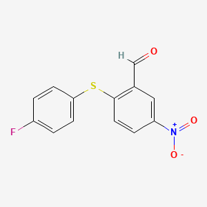 molecular formula C13H8FNO3S B2486611 2-[(4-Fluorophenyl)sulfanyl]-5-nitrobenzenecarbaldehyde CAS No. 35985-70-7
