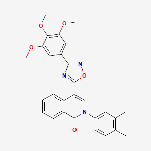 molecular formula C28H25N3O5 B2486620 2-(3,4-dimethylphenyl)-4-[3-(3,4,5-trimethoxyphenyl)-1,2,4-oxadiazol-5-yl]isoquinolin-1(2H)-one CAS No. 1326849-52-8