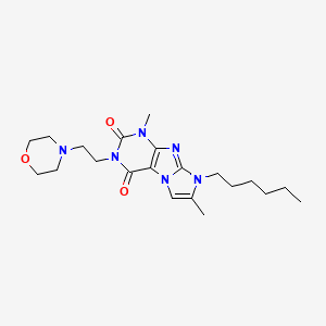 8-hexyl-1,7-dimethyl-3-(2-morpholinoethyl)-1H-imidazo[2,1-f]purine-2,4(3H,8H)-dione