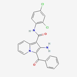 molecular formula C22H15Cl2N3O2 B2486622 2-amino-3-benzoyl-N-(2,4-dichlorophenyl)indolizine-1-carboxamide CAS No. 903345-19-7