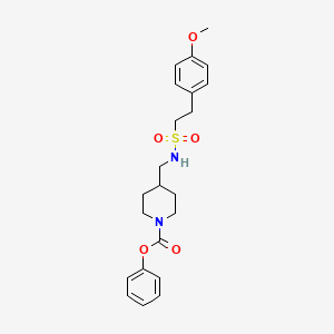 molecular formula C22H28N2O5S B2486637 Phenyl 4-((2-(4-methoxyphenyl)ethylsulfonamido)methyl)piperidine-1-carboxylate CAS No. 1235665-64-1