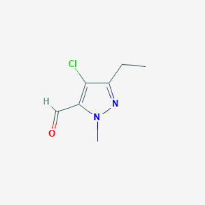 molecular formula C7H9ClN2O B2486640 4-chloro-3-ethyl-1-methyl-1H-pyrazole-5-carbaldehyde CAS No. 1547032-01-8
