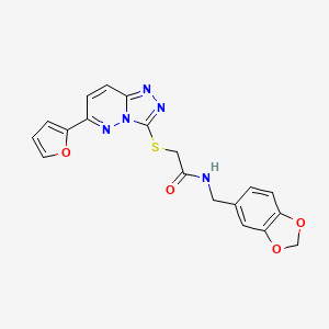 molecular formula C19H15N5O4S B2486672 N-[(2H-1,3-benzodioxol-5-yl)methyl]-2-{[6-(furan-2-yl)-[1,2,4]triazolo[4,3-b]pyridazin-3-yl]sulfanyl}acetamide CAS No. 891098-94-5