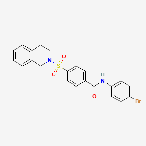molecular formula C22H19BrN2O3S B2486706 N-(4-bromophenyl)-4-(1,2,3,4-tetrahydroisoquinoline-2-sulfonyl)benzamide CAS No. 325702-81-6