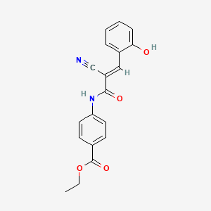 molecular formula C19H16N2O4 B2486707 ethyl 4-[2-cyano-3-(2-hydroxyphenyl)prop-2-enamido]benzoate CAS No. 359597-27-6