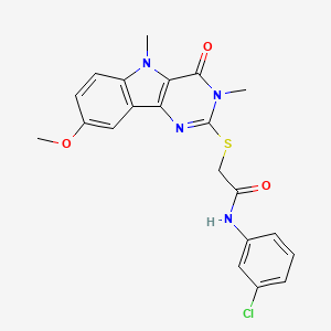 molecular formula C21H19ClN4O3S B2486718 N-(3-chlorophenyl)-2-({8-methoxy-3,5-dimethyl-4-oxo-3H,4H,5H-pyrimido[5,4-b]indol-2-yl}sulfanyl)acetamide CAS No. 1112301-52-6
