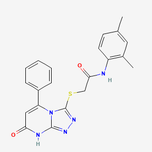 molecular formula C21H19N5O2S B2486721 N-(2,4-dimethylphenyl)-2-((7-oxo-5-phenyl-7,8-dihydro-[1,2,4]triazolo[4,3-a]pyrimidin-3-yl)thio)acetamide CAS No. 894996-23-7