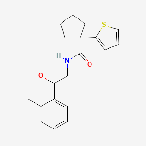 molecular formula C20H25NO2S B2486731 N-(2-methoxy-2-(o-tolyl)ethyl)-1-(thiophen-2-yl)cyclopentanecarboxamide CAS No. 1797722-50-9